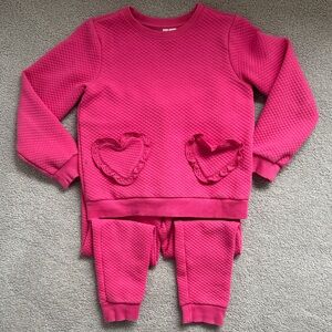 Pink Kids Sweatsuit with Heart Pockets